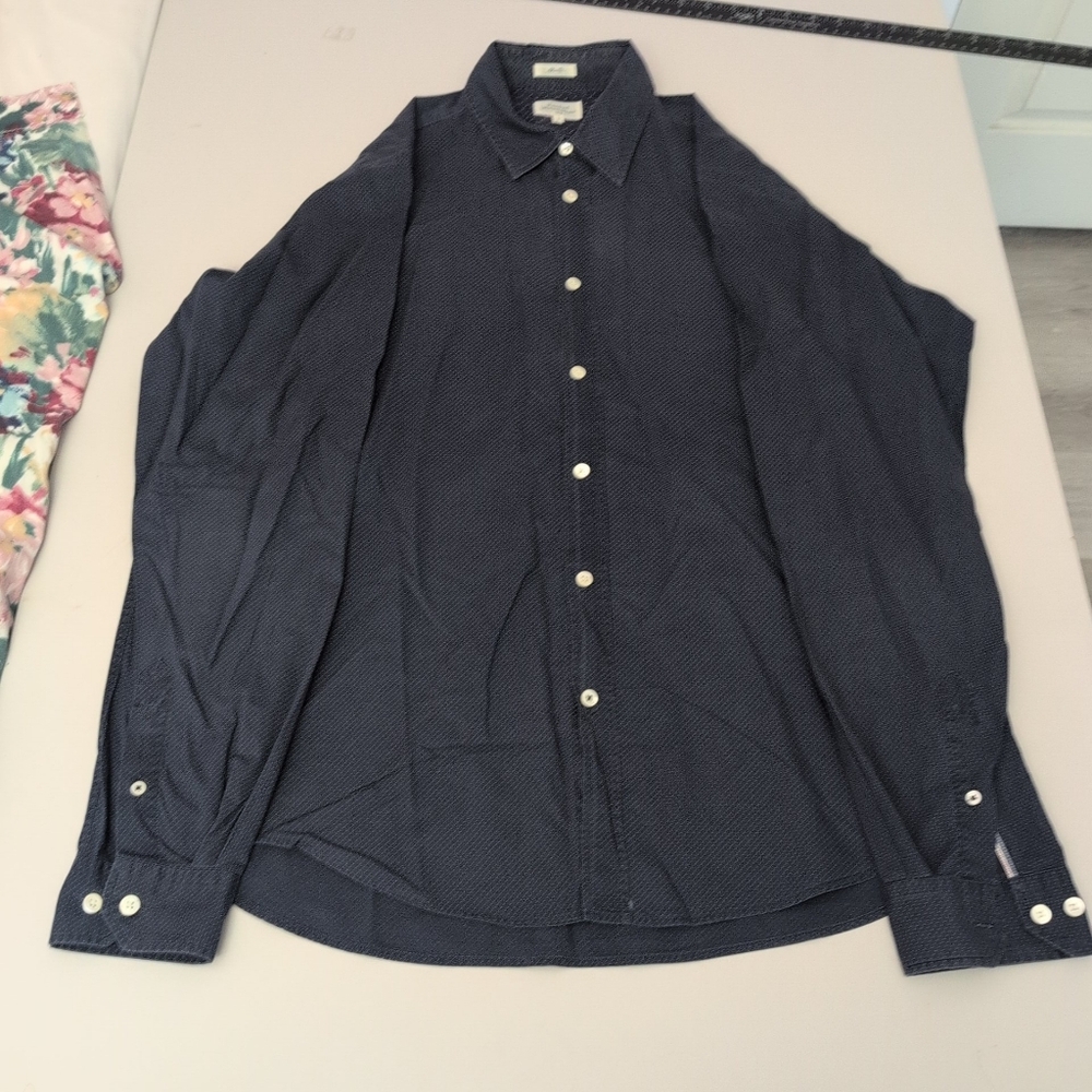 Hartford Dark Blue Polka Dot Shirt
